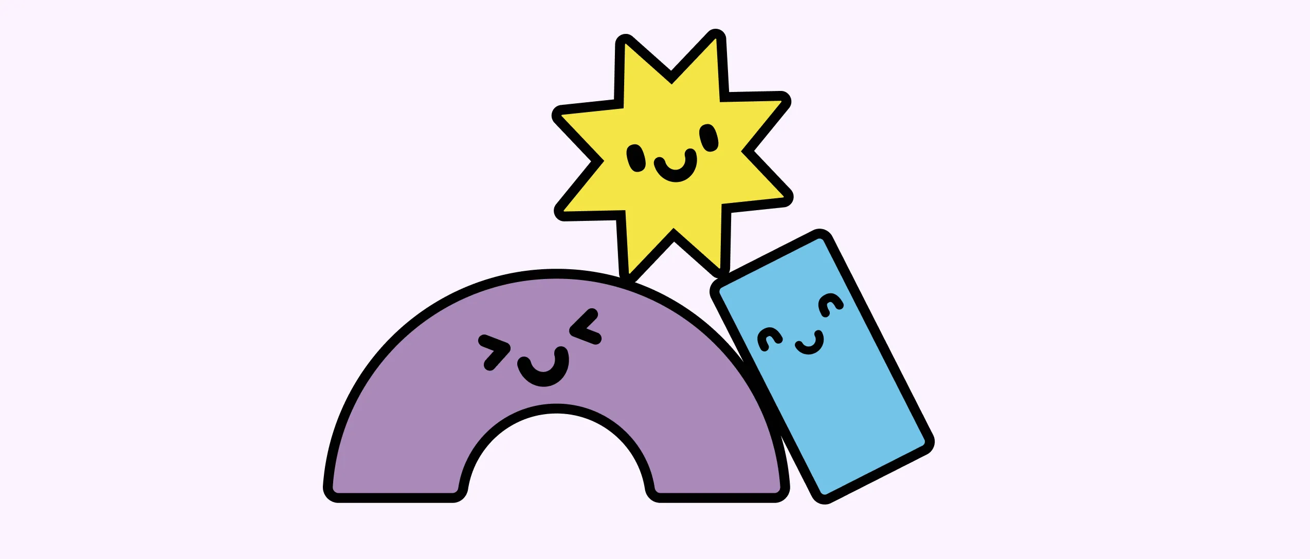 Two characters leaning on each other to create a shining star