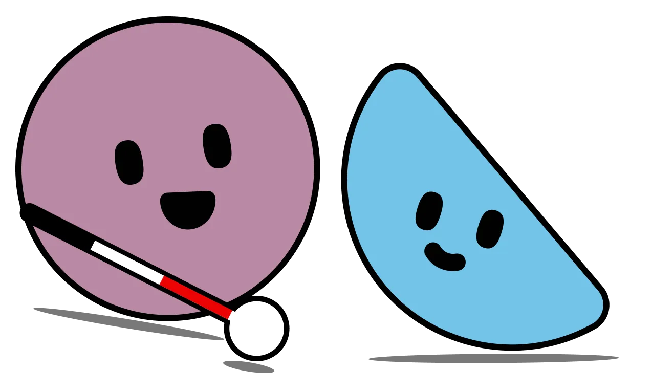 A character with a cane talking with another character