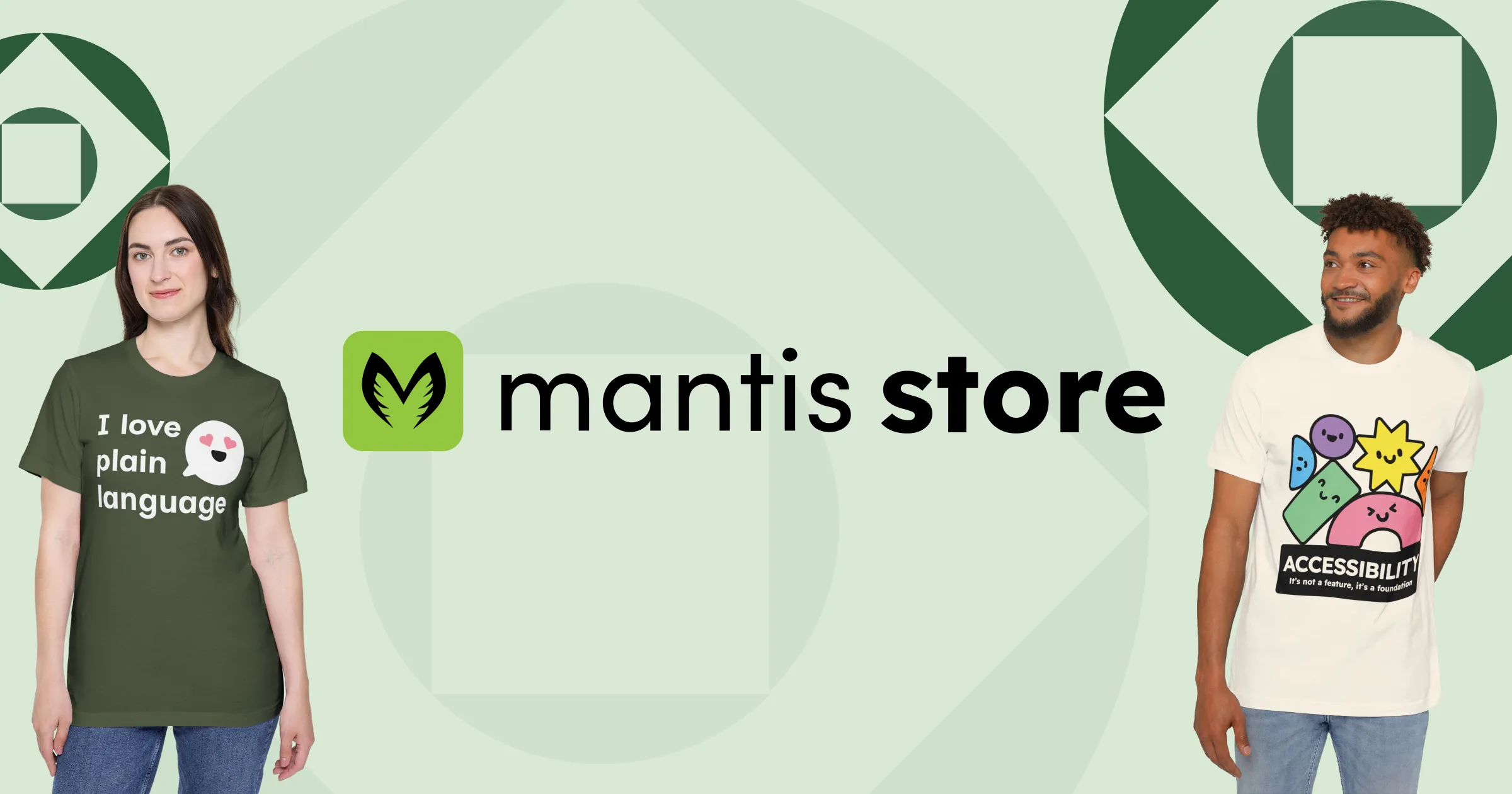 A photo of the Mantis & Co. booth at CSUNATC25. The booth looks like a rainforest, with some of the team members smiling at the camera behind a table covered in stickers and snacks.