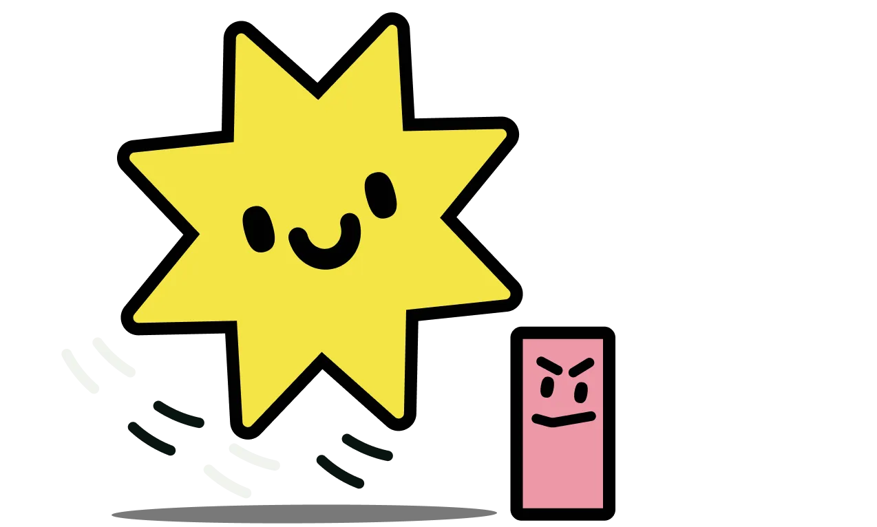 A star character jumping over a hurdle